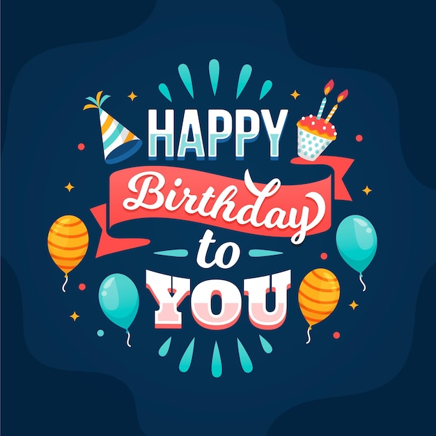 Free vector birthday lettering with hand drawn elements