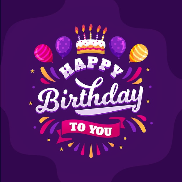 Free vector birthday lettering with hand drawn elements