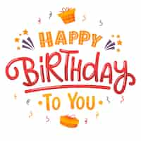 Free vector birthday lettering with presents