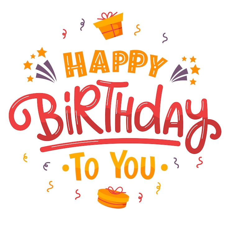 Free Vector birthday lettering with presents