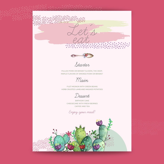 Free vector birthday menu template