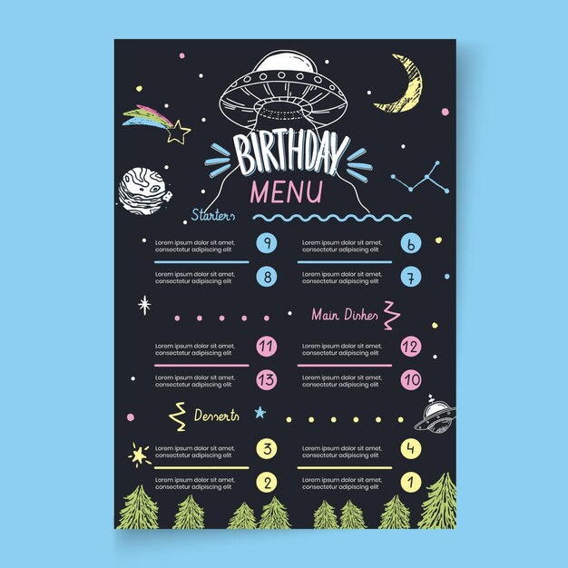 Birthday menu template