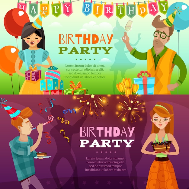 Birthday Party 2  Festive Horizontal Banners