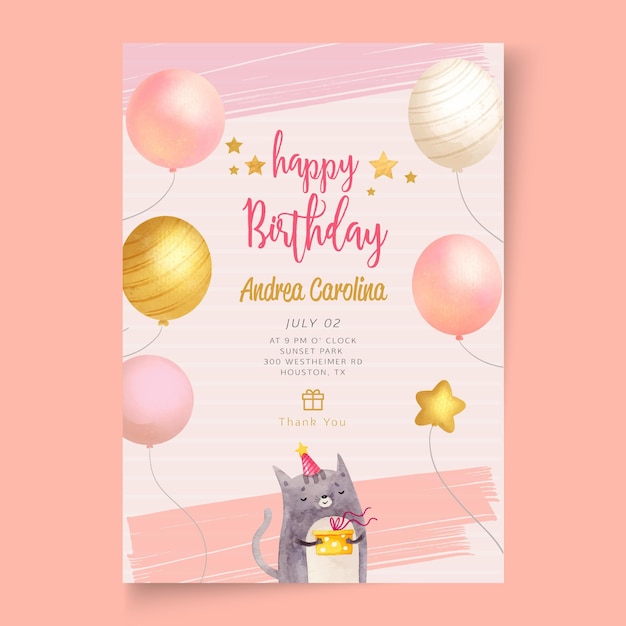 Birthday party card template