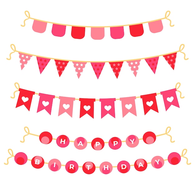 Free vector birthday party decorations concept