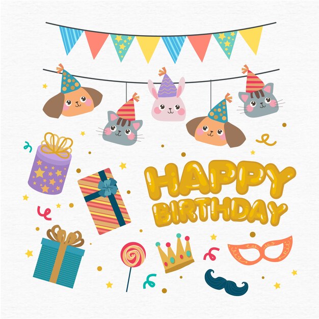 Free vector birthday party decorations theme