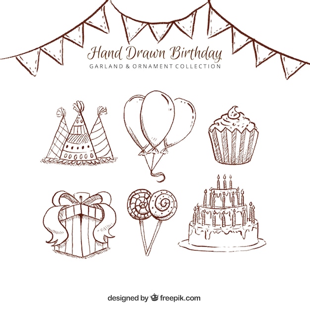 Birthday party elephant sketches pack