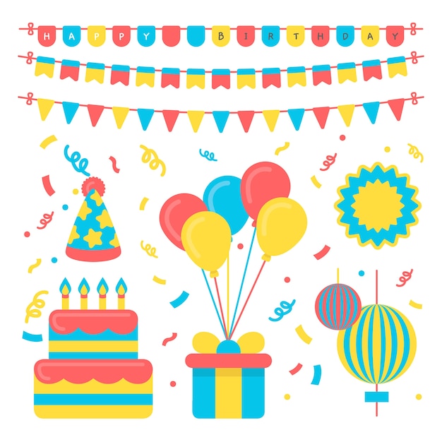 Free vector birthday party festive decoration concept