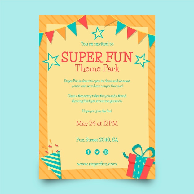 Free vector birthday party flyer template