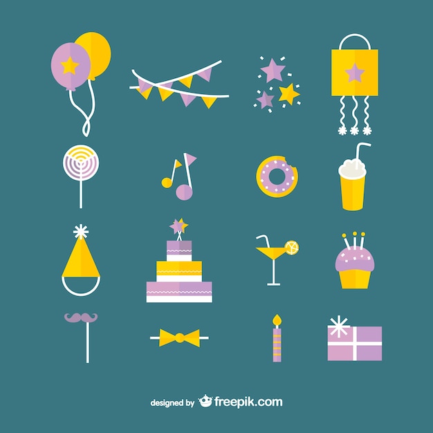 Free vector birthday party icons collection