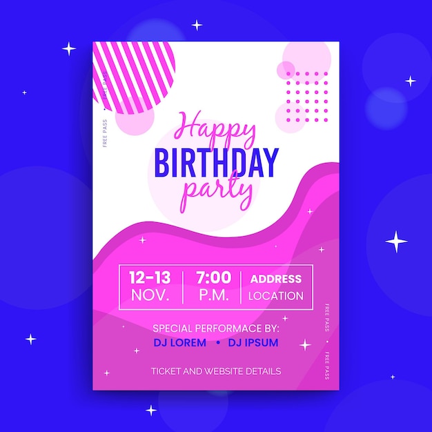 Free vector birthday party invitation template