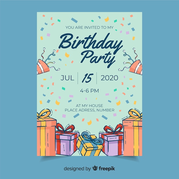 Birthday party invitation with date and time