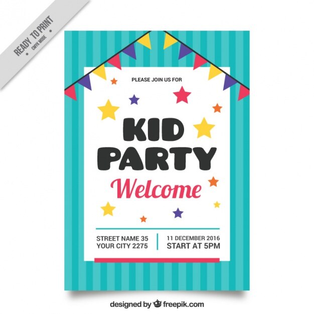 birthday party invitation with stars and garland