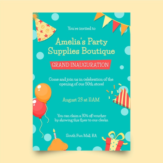 Free vector birthday party poster template