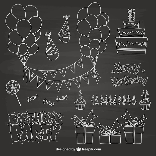 Free Vector birthday party scribbles