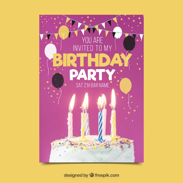 Birthday party template with cake