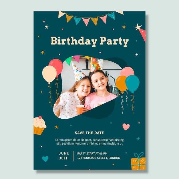 birthday party vertical flyer template