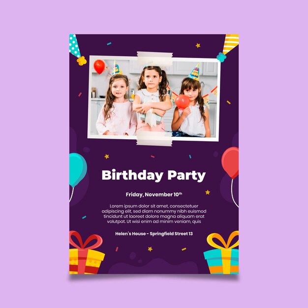 Birthday poster template kids party