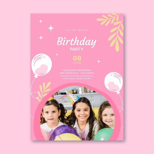 Birthday poster template with balloons