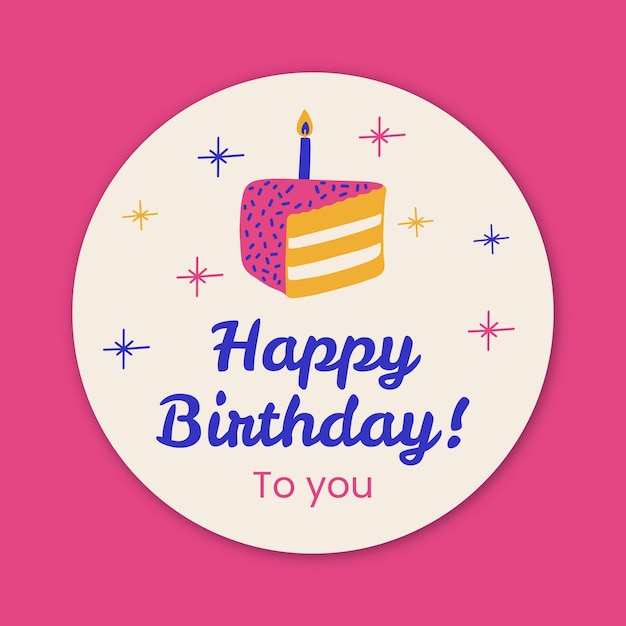 Free vector birthday round sticker template design