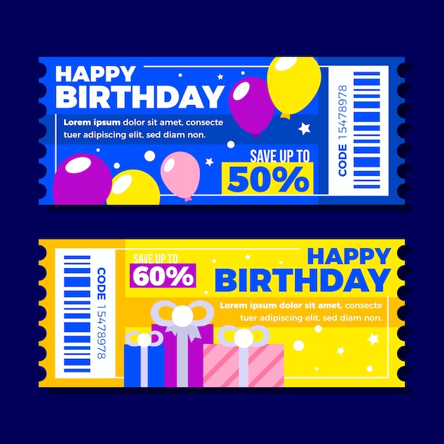 Modello di progettazione coupon di vendita di compleanno