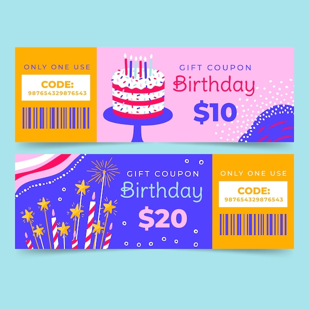 Free vector birthday sale coupon template design