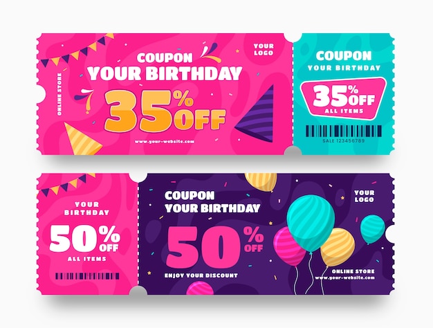 Free vector birthday sale coupon template design