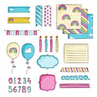 Free vector birthday scrapbook set