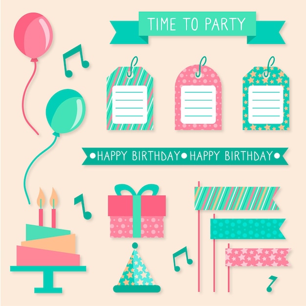 Free vector birthday scrapbook set