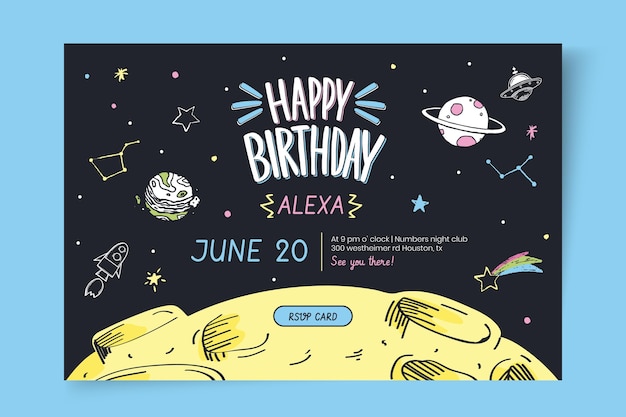 Free vector birthday space banner template