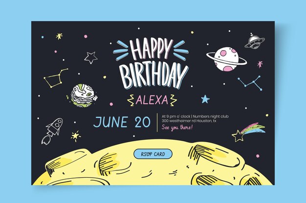 Birthday space banner template