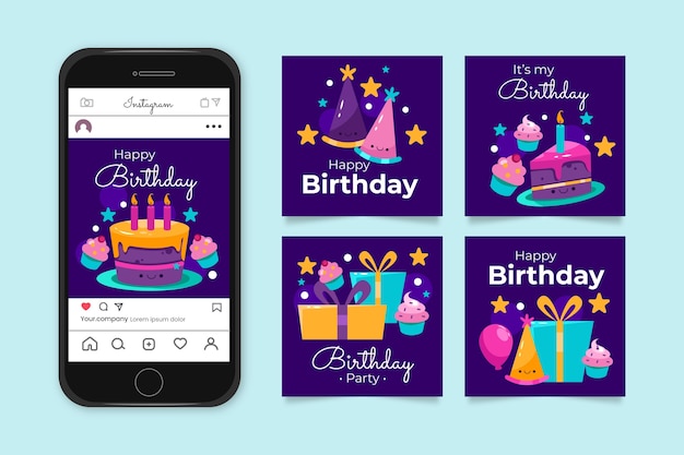 Free vector birthday template design