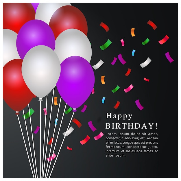 Birthday template with balloons