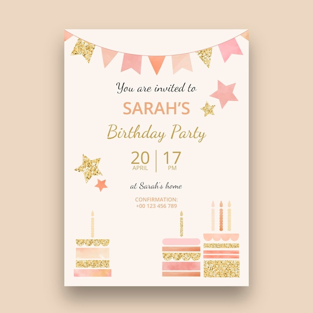 Birthday vertical card template