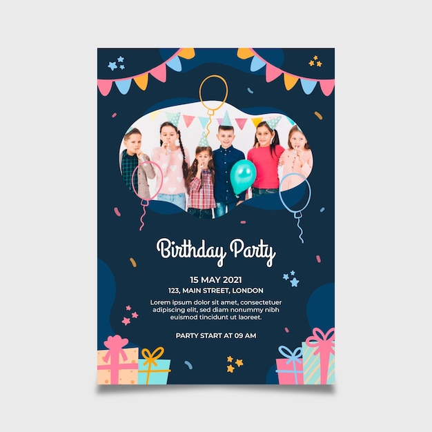 Free vector birthday vertical flyer template