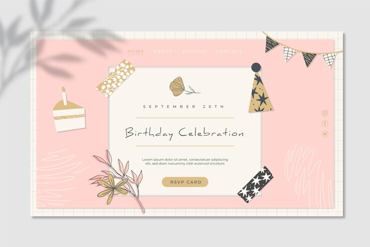 免費 Vector 生日網頁模板