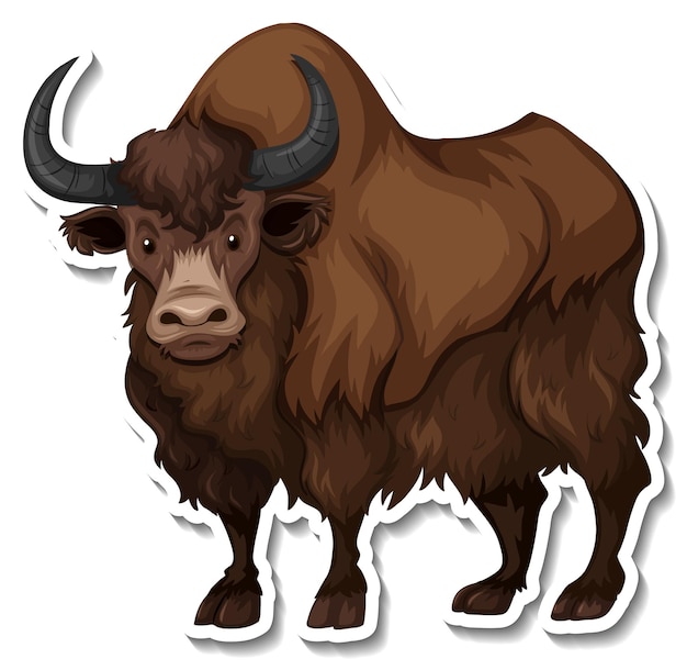 Free vector bison animal cartoon sticker