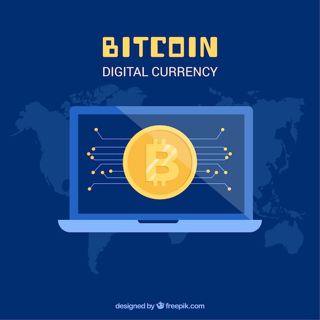 노트북과 bitcoin 배경