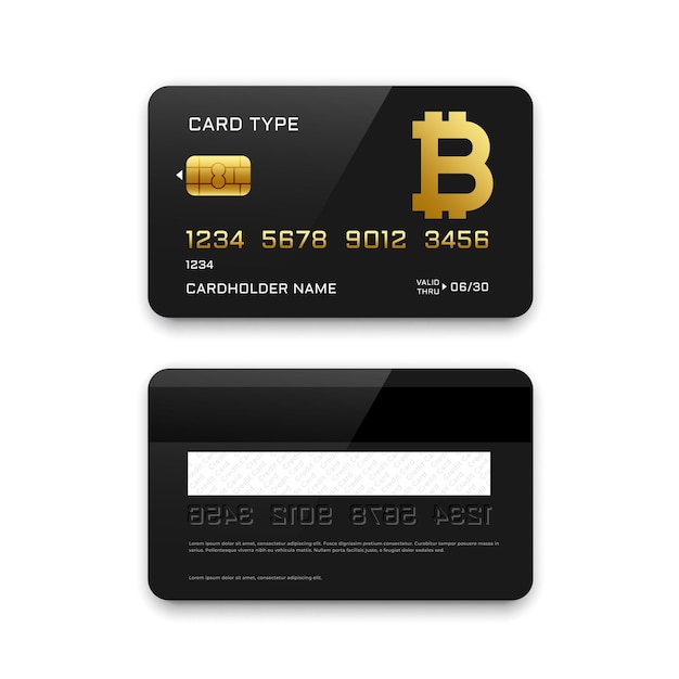 Бесплатное векторное изображение Дизайн шаблона кредитной карты биткойн
