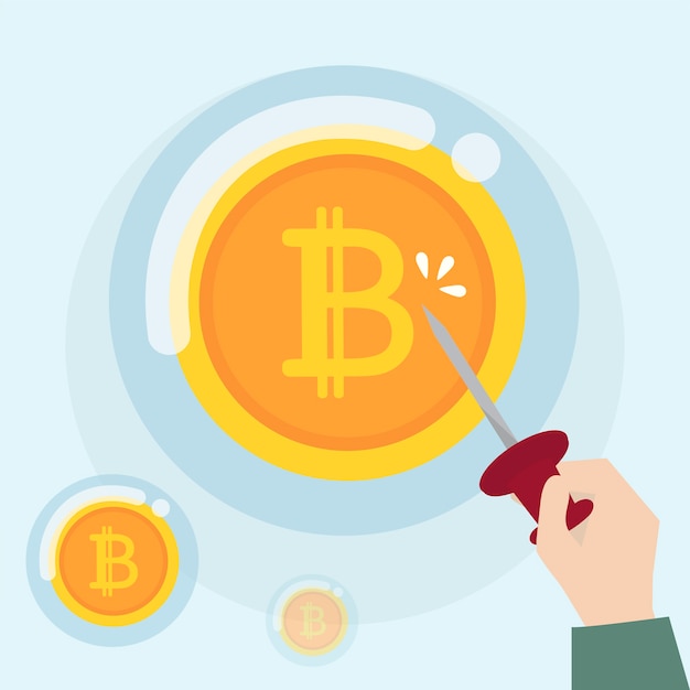 Free vector bitcoin cryptocurrency in a bubble state