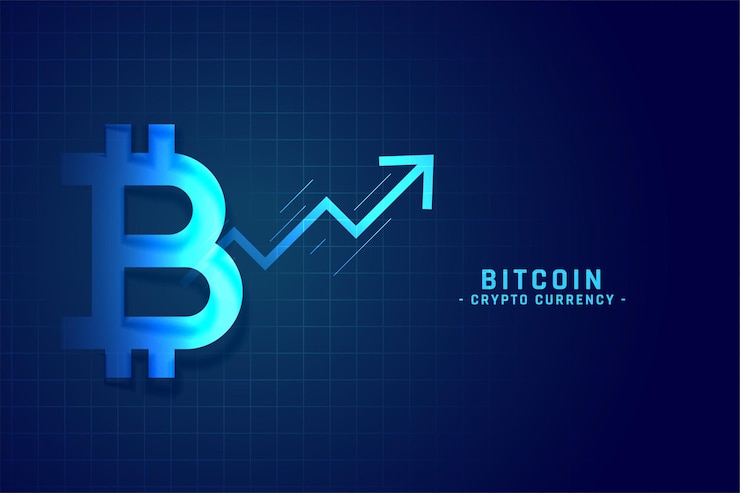 Free Vector bitcoin growth chart with upward arrow design