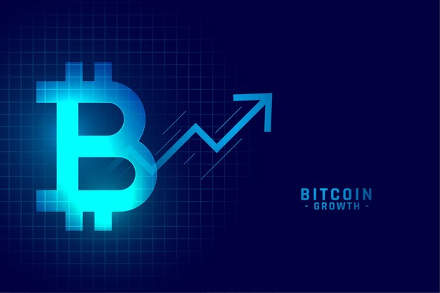 Bitcoin growth graph chart in blue technology style