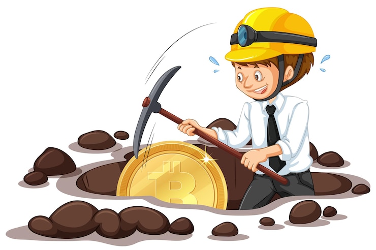 मुफ़्त वेक्टर bitcoin mining adventure illustration
