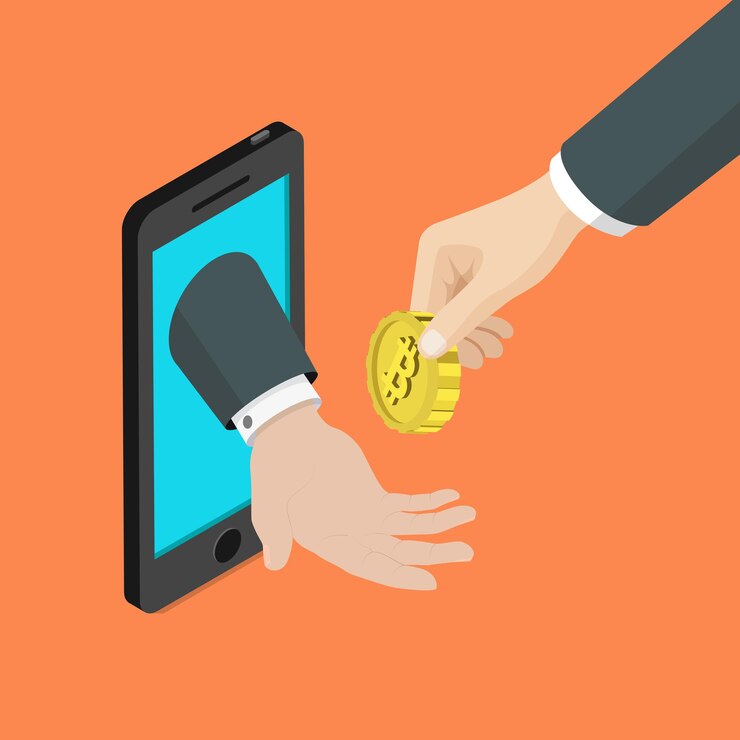 Free Vector bitcoin mobile payment method acceptance flat