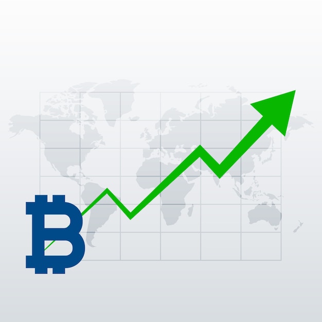 Бесплатное векторное изображение Биткойны вверх тенденция роста вектор графика