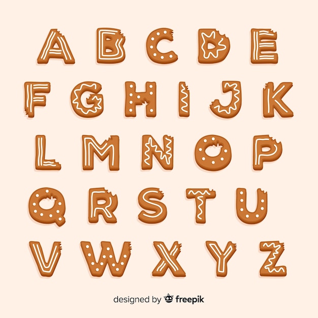 Free vector bitten gingerbread alphabet