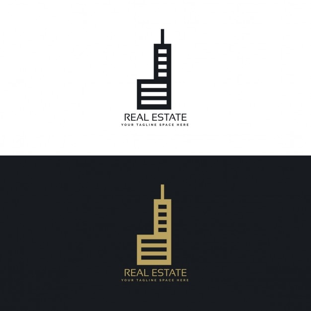 黒と金の建物のロゴ