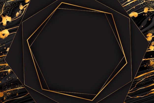 Бесплатное векторное изображение Черно-золотая мраморная рамка