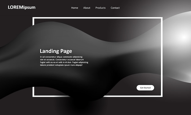 無料ベクター 白黒ウェブサイトのランディングページのデザイン