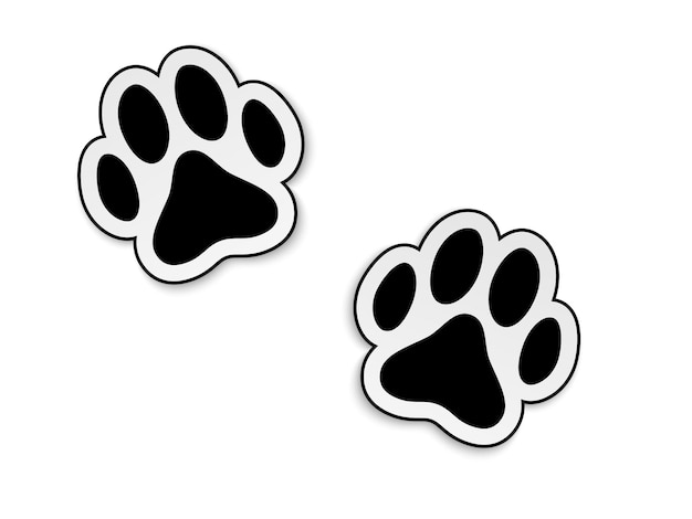 Black animal paw print isolated on white background.